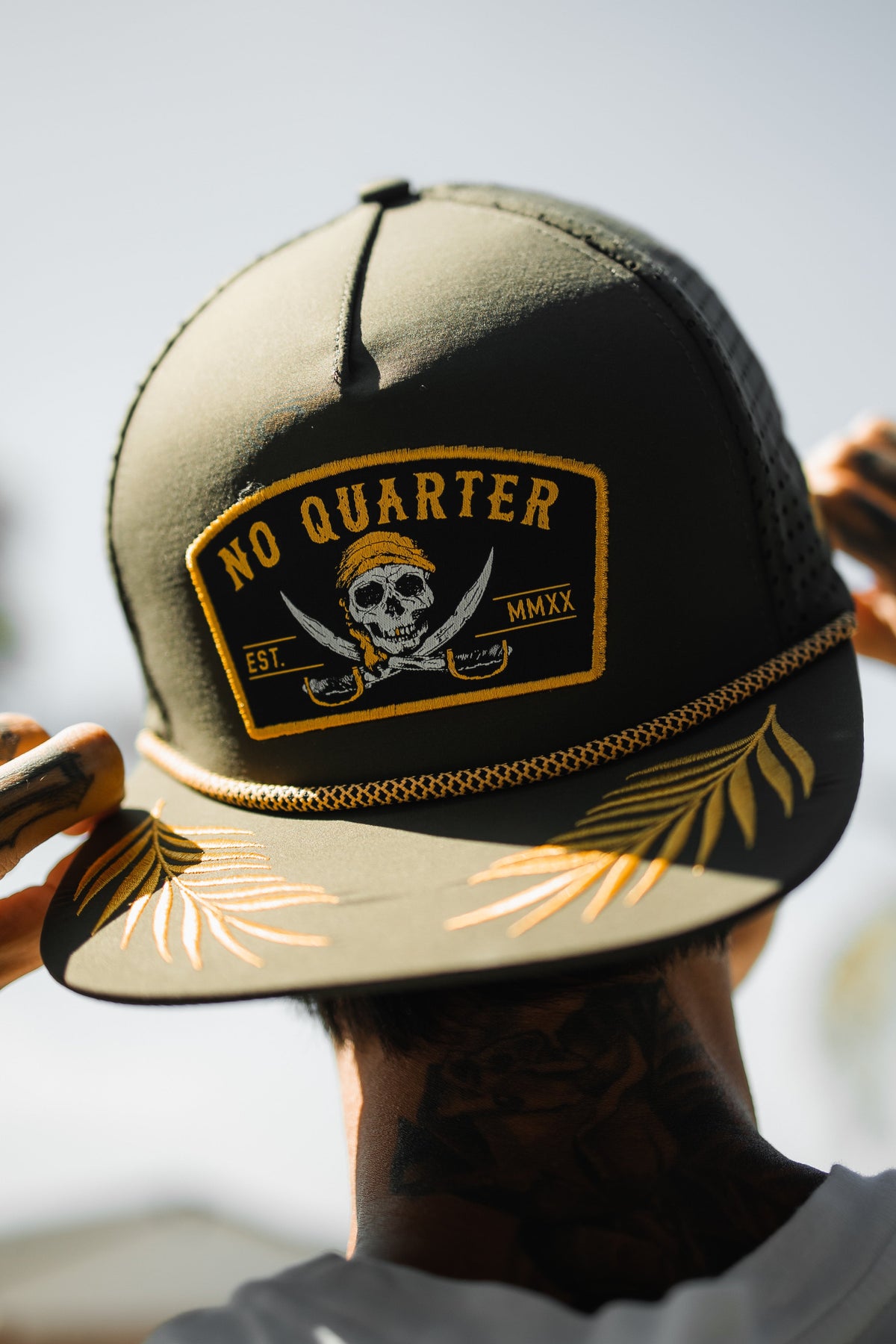 No Quarter Olive Snapback | hat | Wiccan Center