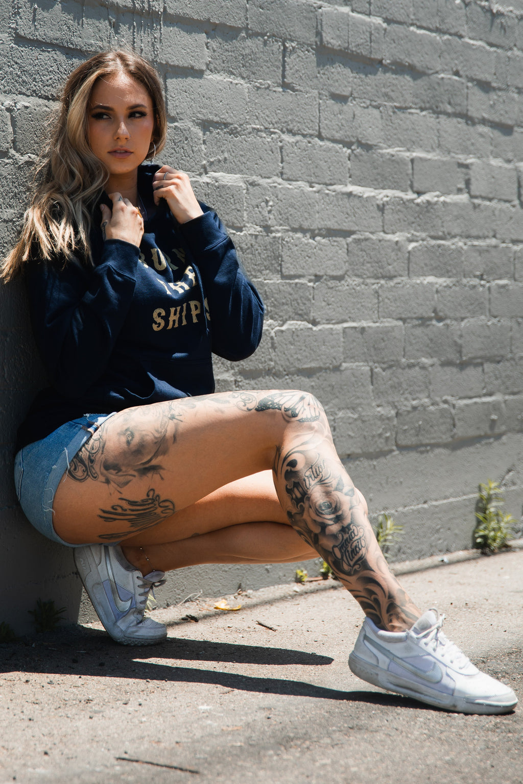 Burn The Ships Navy Gold Foil Hoodie | | Wiccan Center