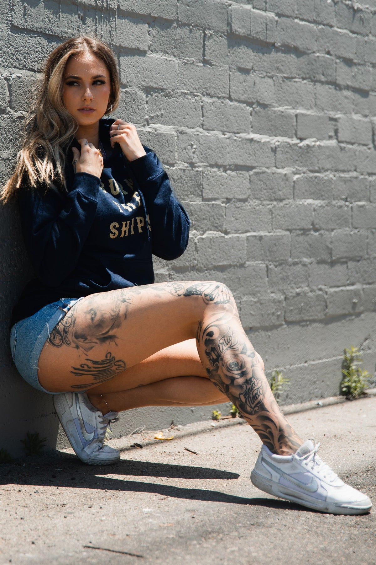 Burn The Ships Navy Gold Foil Hoodie | | Wiccan Center