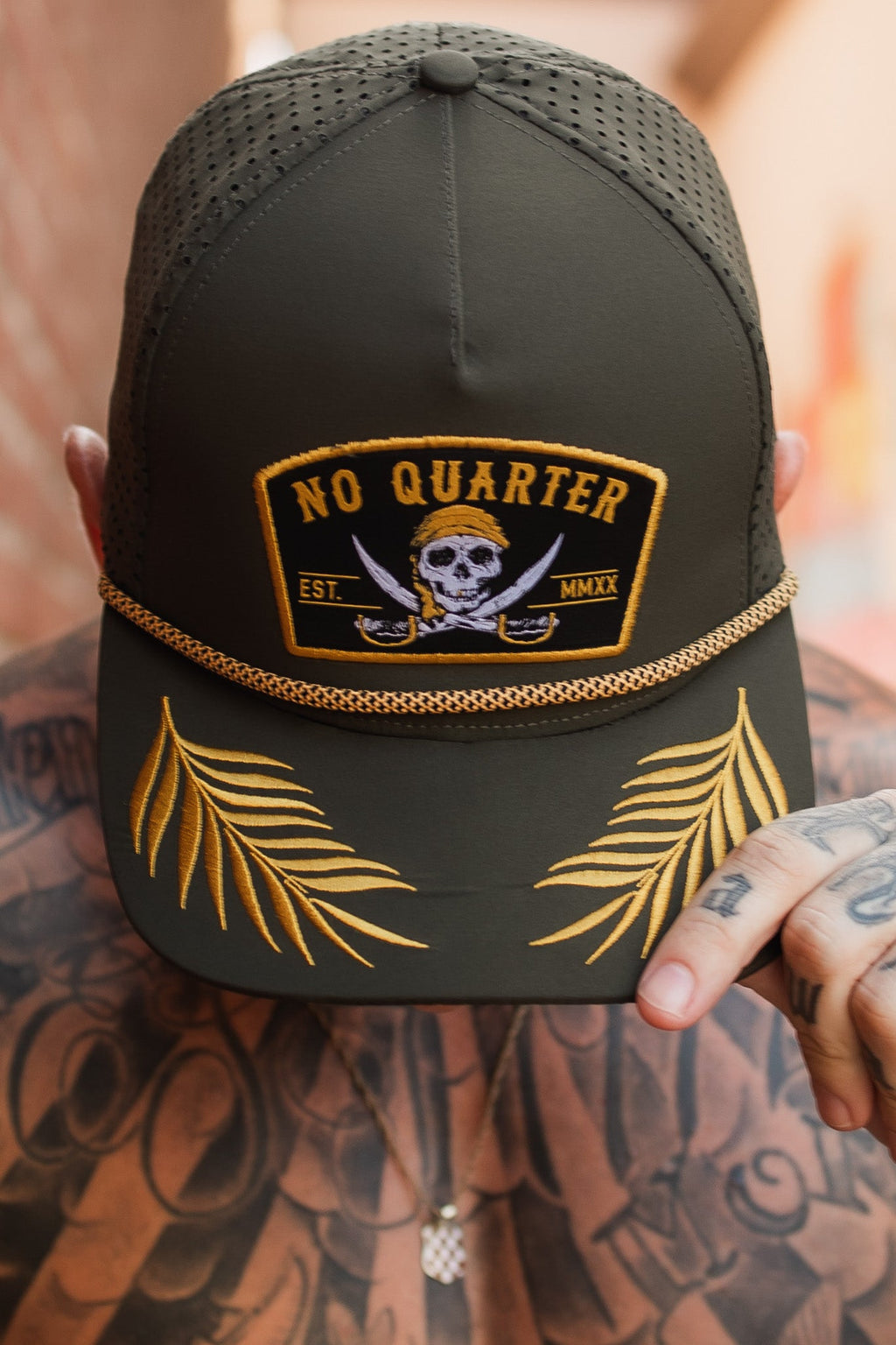 No Quarter Olive Snapback | hat | Wiccan Center
