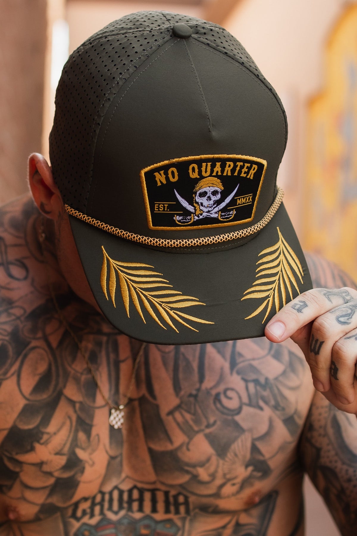 No Quarter Olive Snapback | hat | Wiccan Center