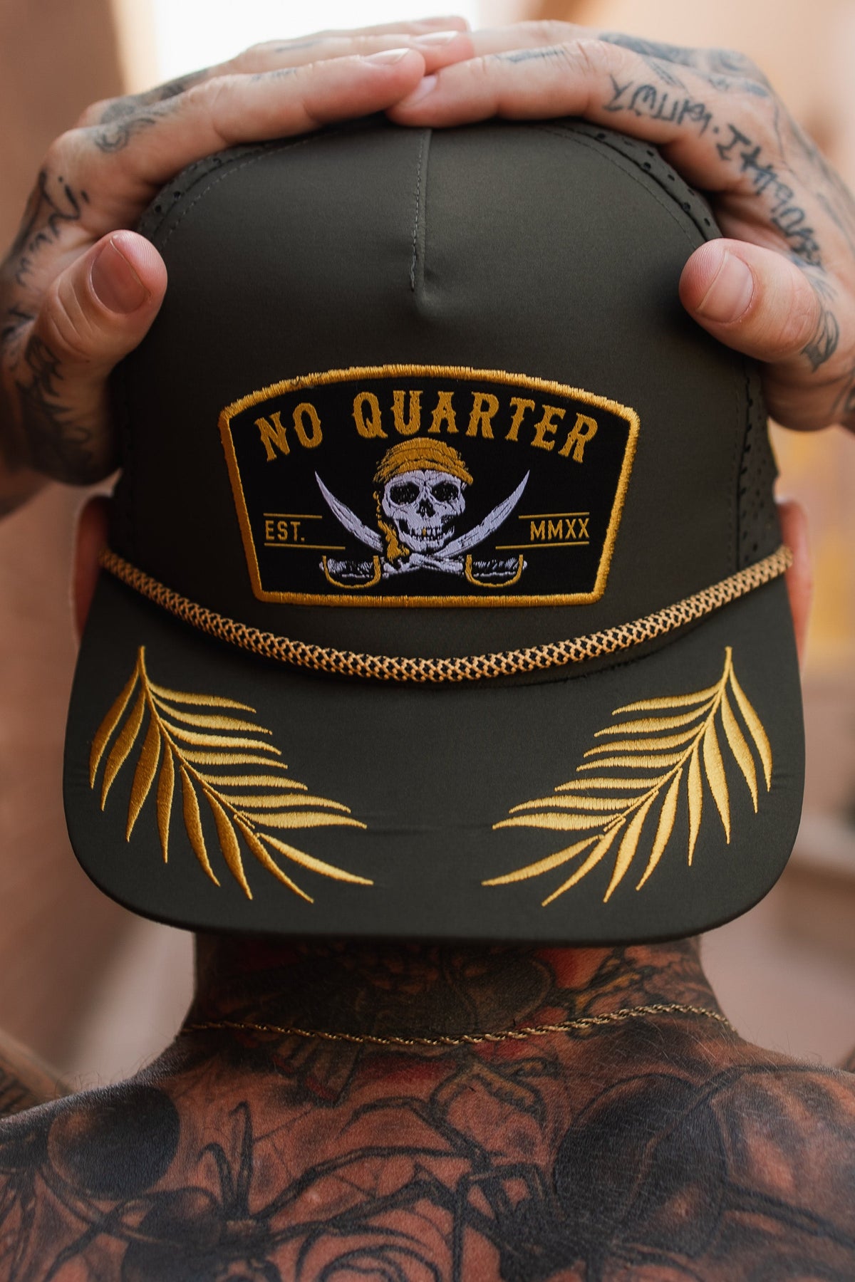 No Quarter Olive Snapback | hat | Wiccan Center