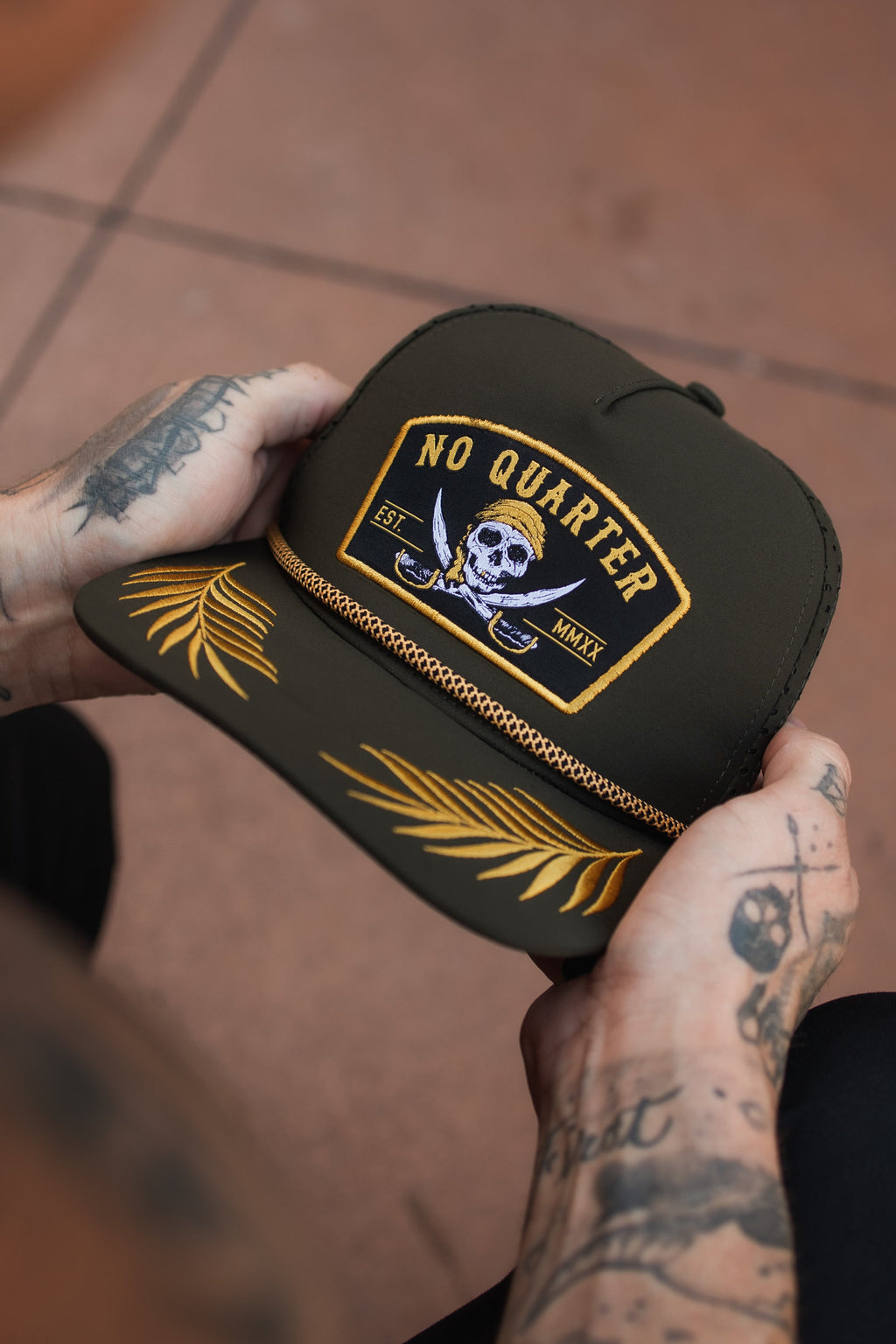 No Quarter Olive Snapback | hat | Wiccan Center