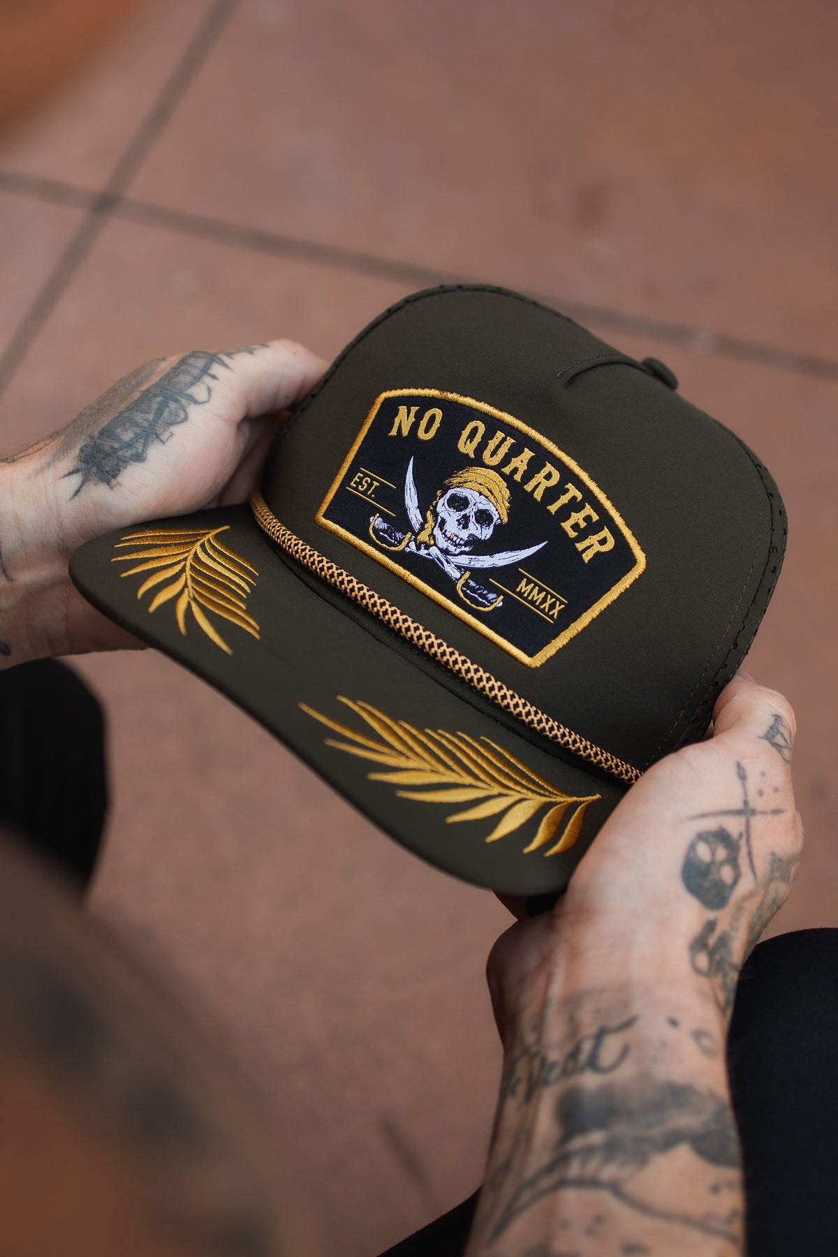 No Quarter Olive Snapback | hat | Wiccan Center