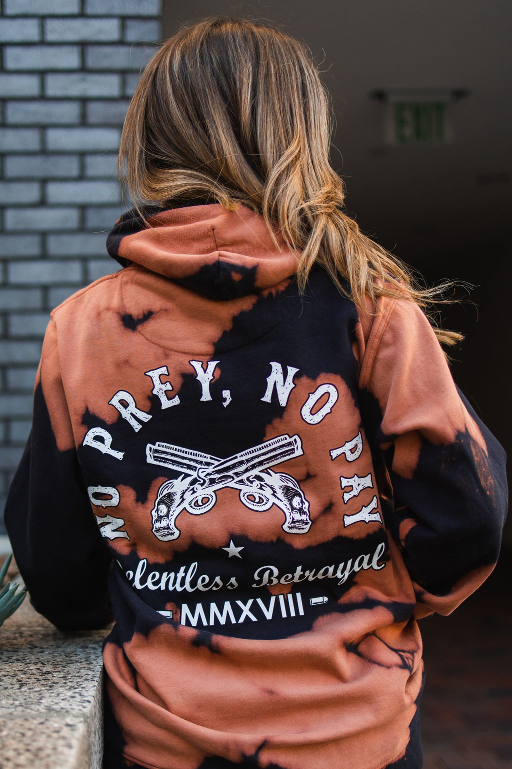 No Prey, No Pay Bleach Wash Hoodie | | Wiccan Center
