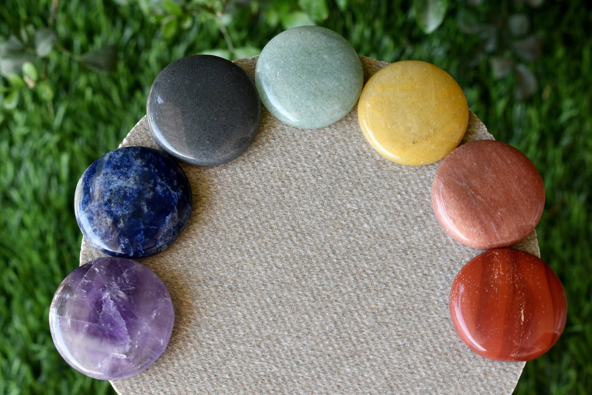 7pcs Chakra Round Crystal Set, Round Shaped 7 Chakra Crystal Set | Healing Kits | Wiccan Center
