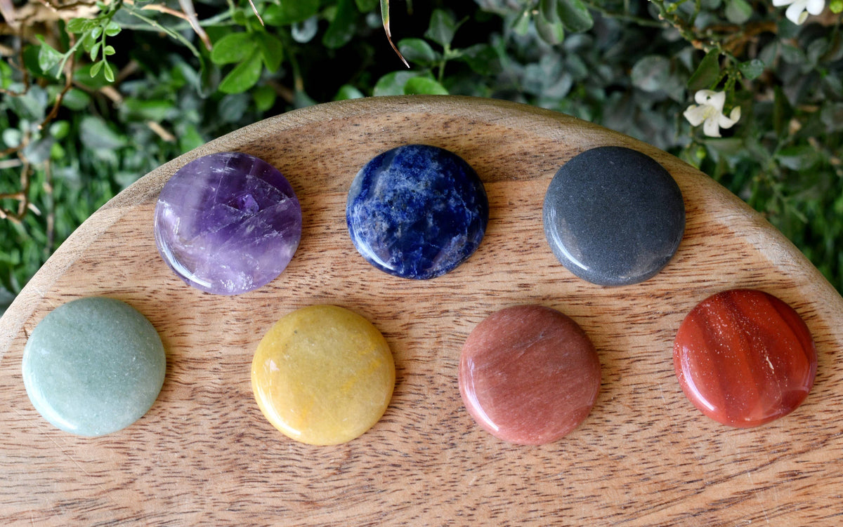 7pcs Chakra Round Crystal Set, Round Shaped 7 Chakra Crystal Set | Healing Kits | Wiccan Center