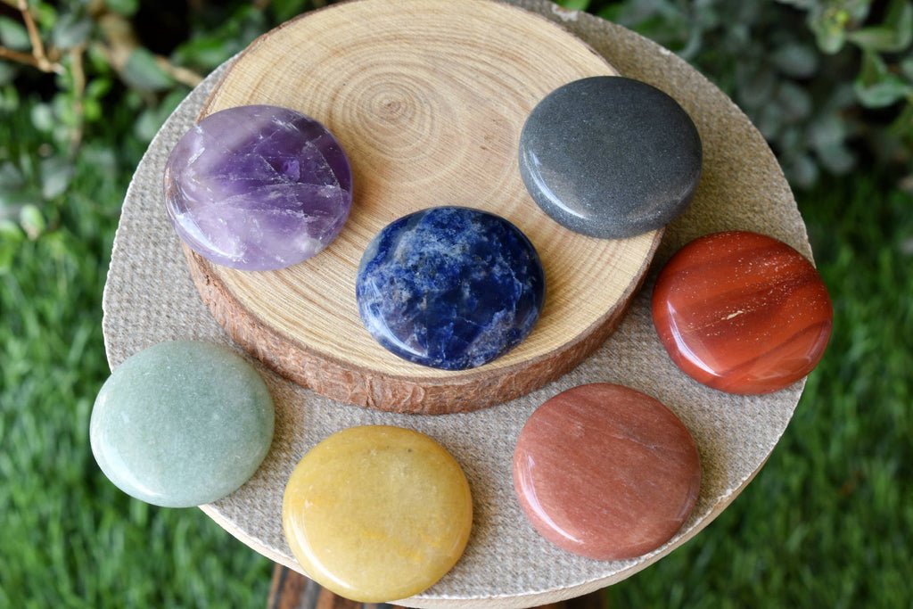 7pcs Chakra Round Crystal Set, Round Shaped 7 Chakra Crystal Set | Healing Kits | Wiccan Center