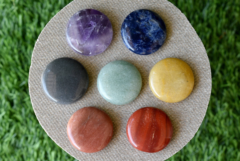 7pcs Chakra Round Crystal Set, Round Shaped 7 Chakra Crystal Set | Healing Kits | Wiccan Center