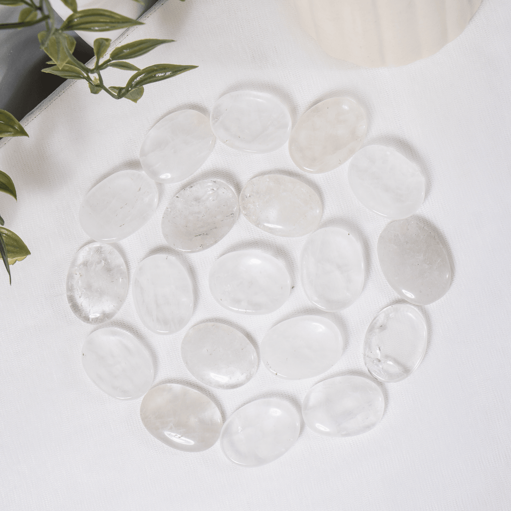 Crystal Quartz Pocket Stones (Dispelling Negative Energy and Meditation) | Worry & Palm Stones | Wiccan Center