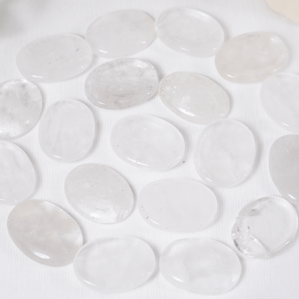 Crystal Quartz Pocket Stones (Dispelling Negative Energy and Meditation) | Worry & Palm Stones | Wiccan Center
