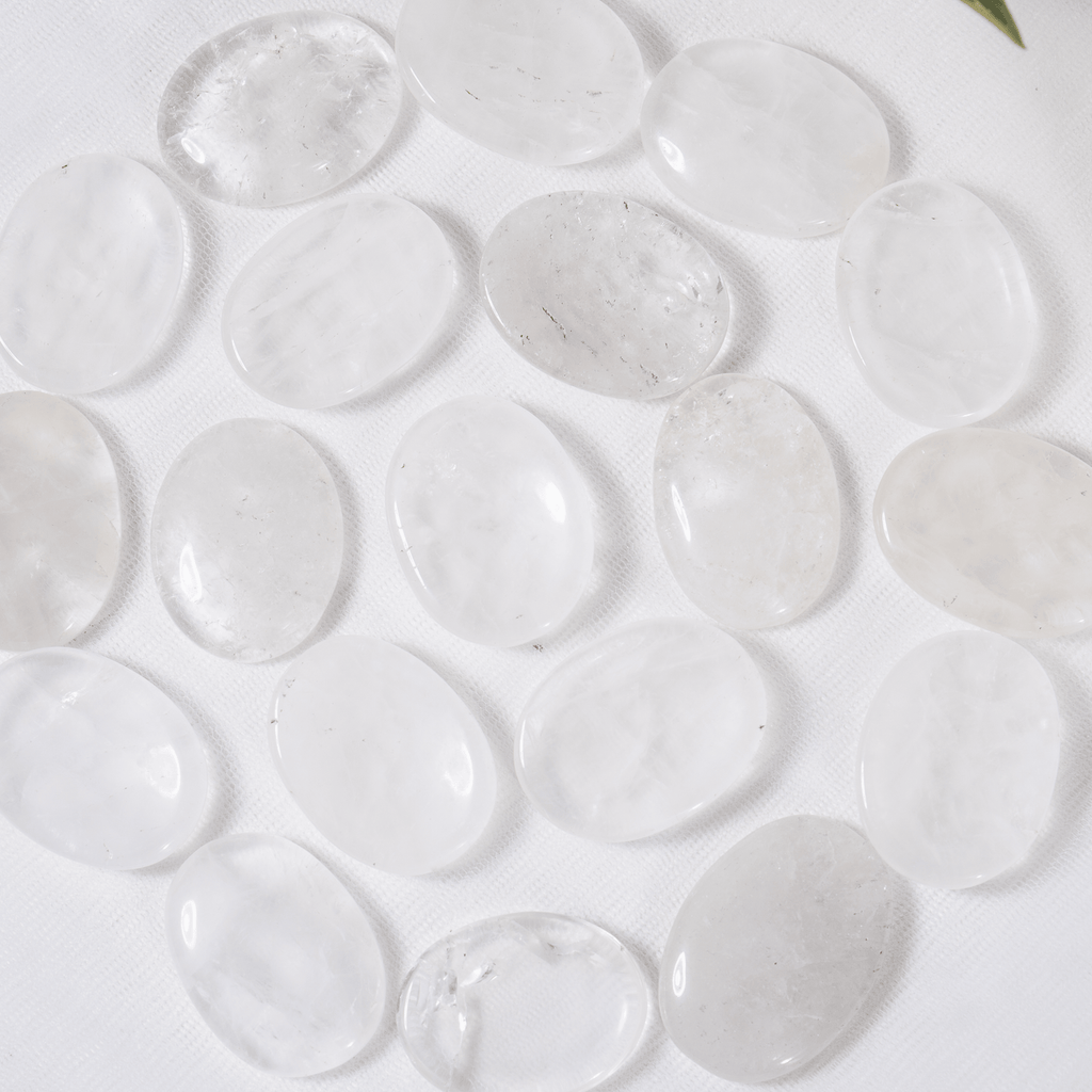 Crystal Quartz Pocket Stones (Dispelling Negative Energy and Meditation) | Worry & Palm Stones | Wiccan Center