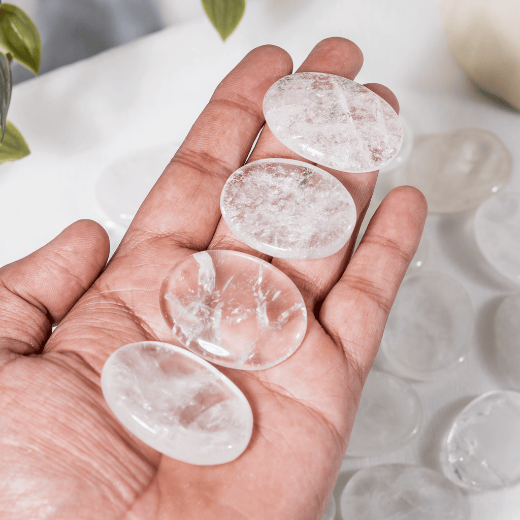 Crystal Quartz Pocket Stones (Dispelling Negative Energy and Meditation) | Worry & Palm Stones | Wiccan Center