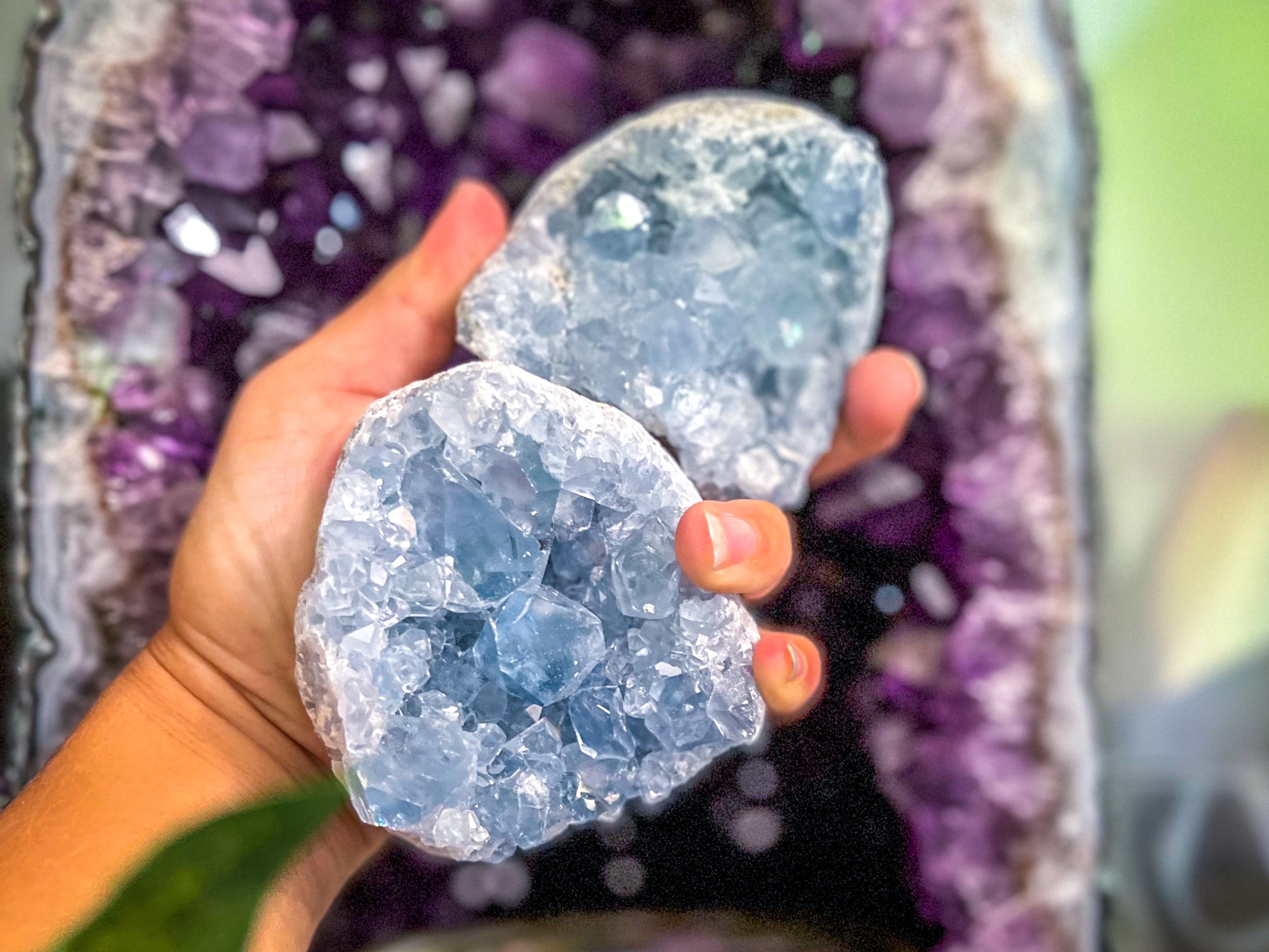 Large Ethically Sourced CELESTITE Clusters | | Wiccan Center