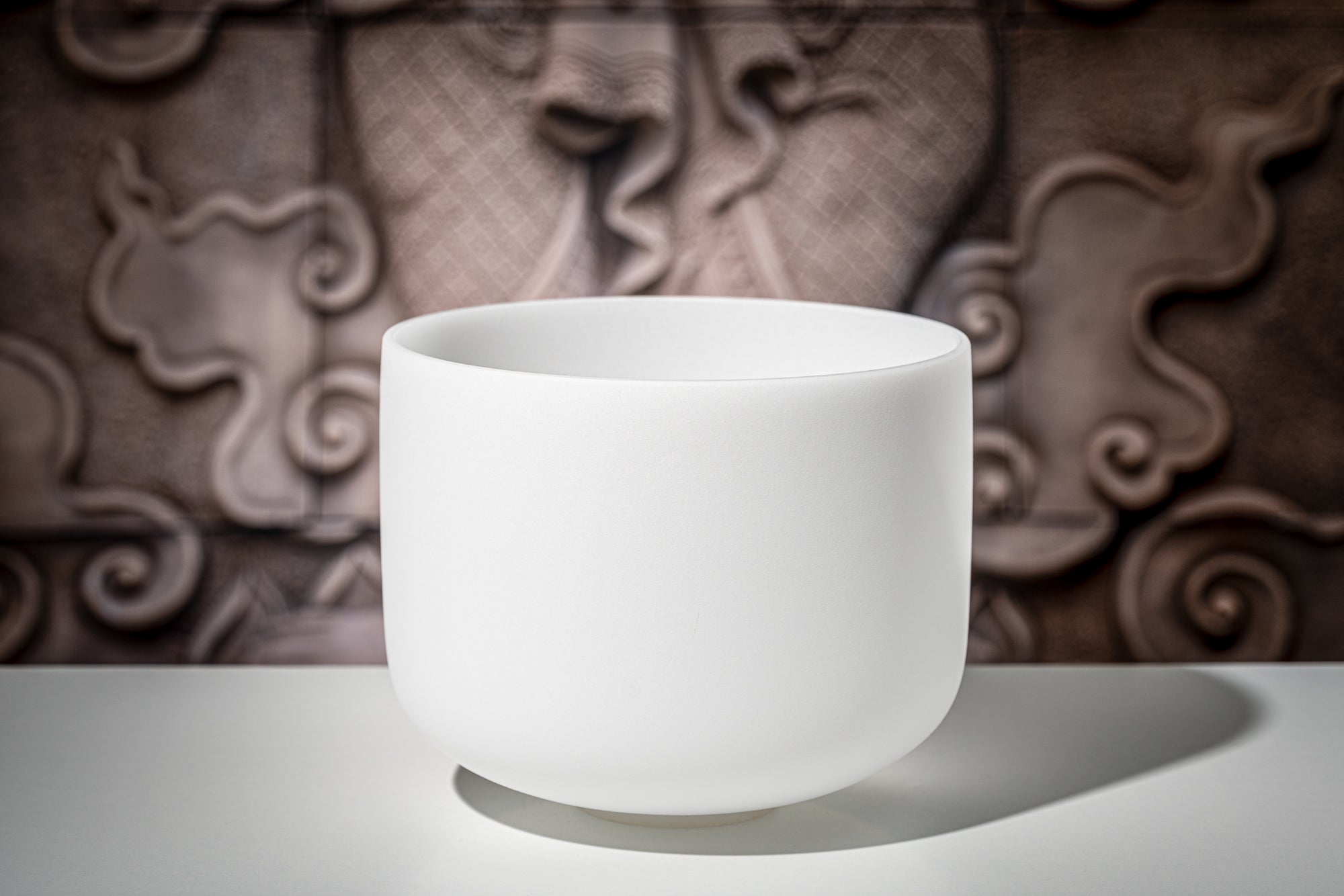 11" White-Frosted Crystal Singing Bowl, Note F4, Heart Chakra | | Wiccan Center