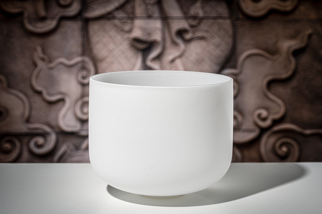 12" White-Frosted Crystal Singing Bowl, Note E4, Solar Plexus Chakra | | Wiccan Center