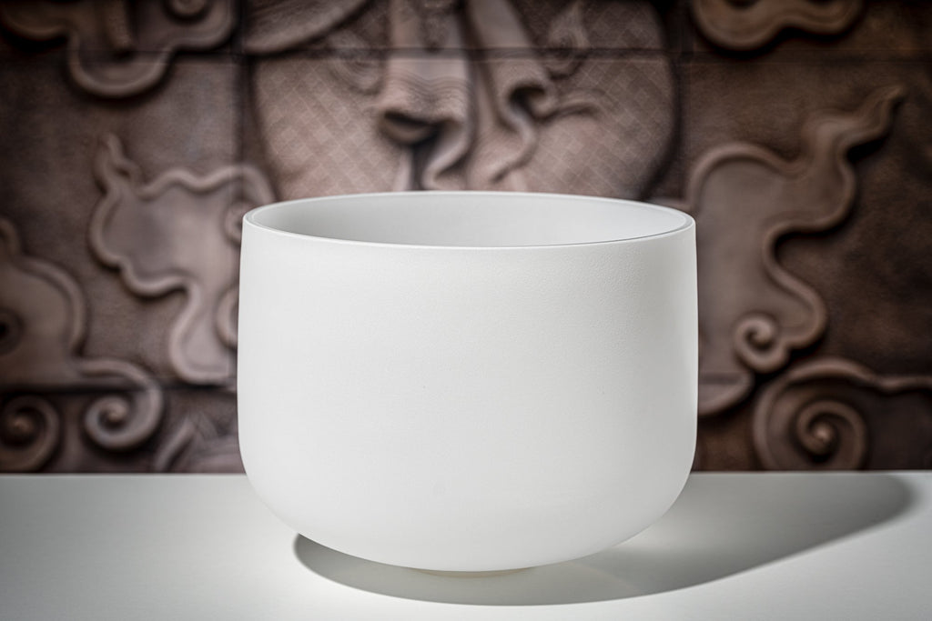 13" White-Frosted Crystal Singing Bowl, Note D4, Sacral Chakra | | Wiccan Center