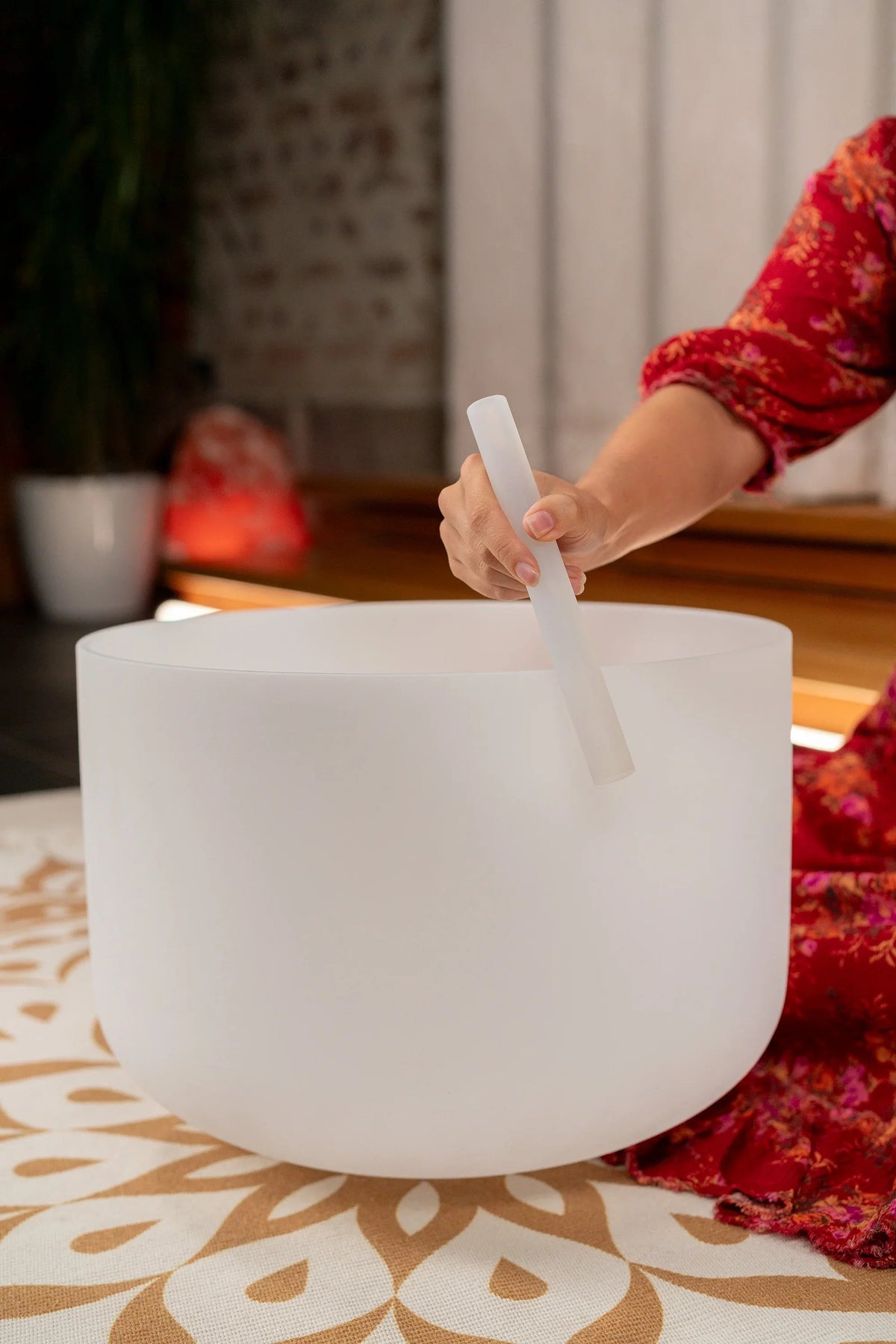 16" White-Frosted Crystal Singing Bowl, Note C3, Root Chakra 432hz | | Wiccan Center