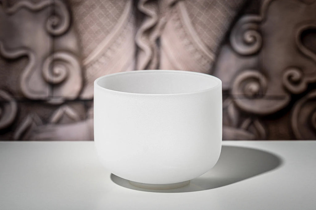 8" White-Frosted Crystal Singing Bowl, Note B4, Crown Chakra | | Wiccan Center
