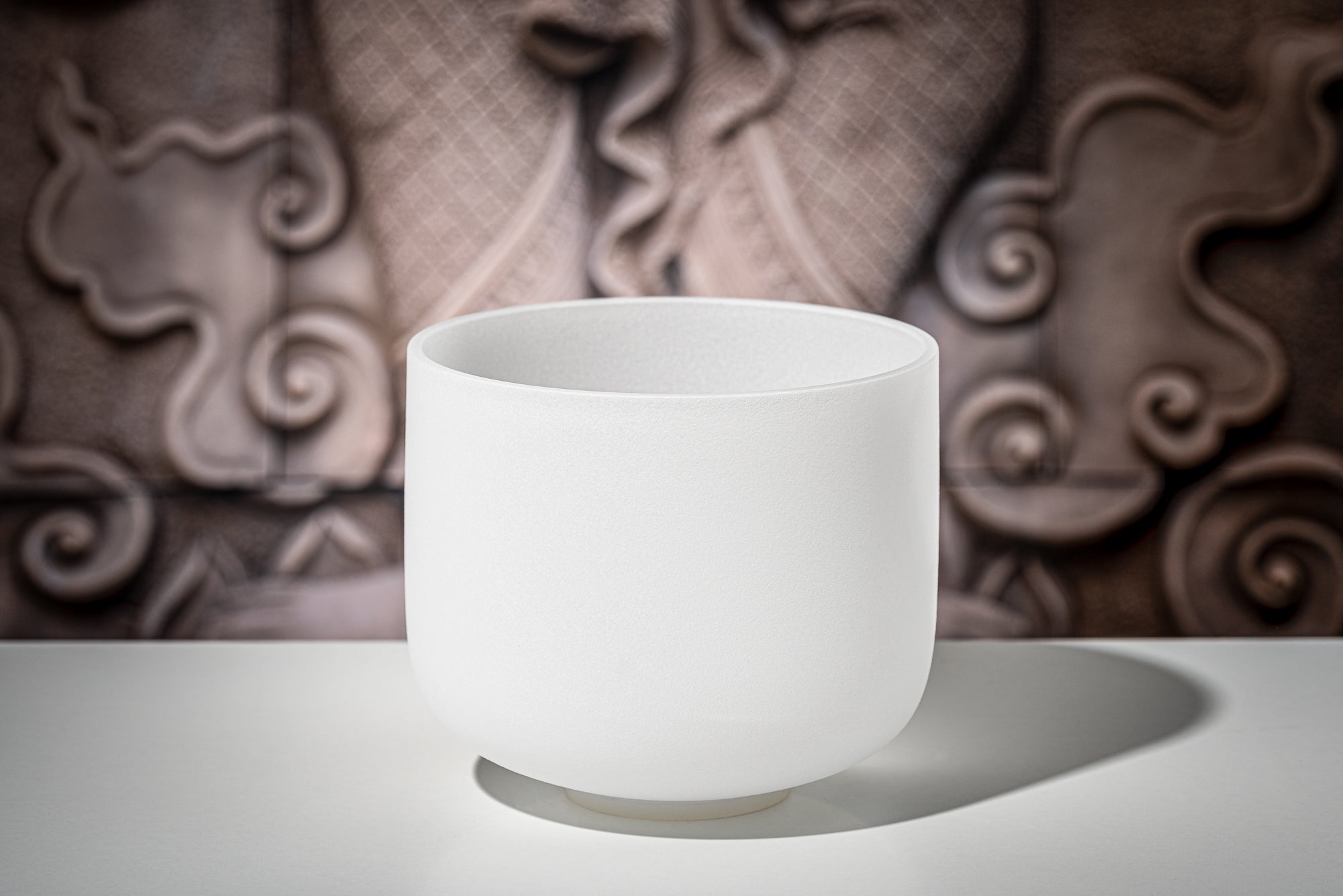 9" White-Frosted Crystal Singing Bowl, Note A4, Brow Chakra | | Wiccan Center