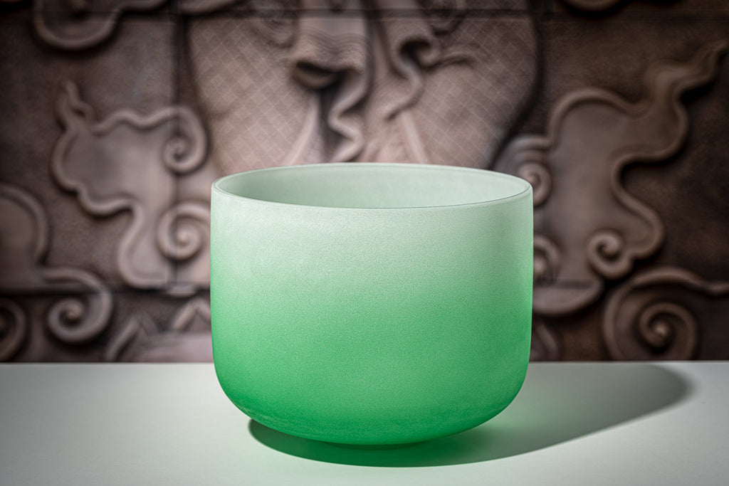 11" Color-Frosted Crystal Singing Bowl, Green, Note F4, Heart Chakra | | Wiccan Center