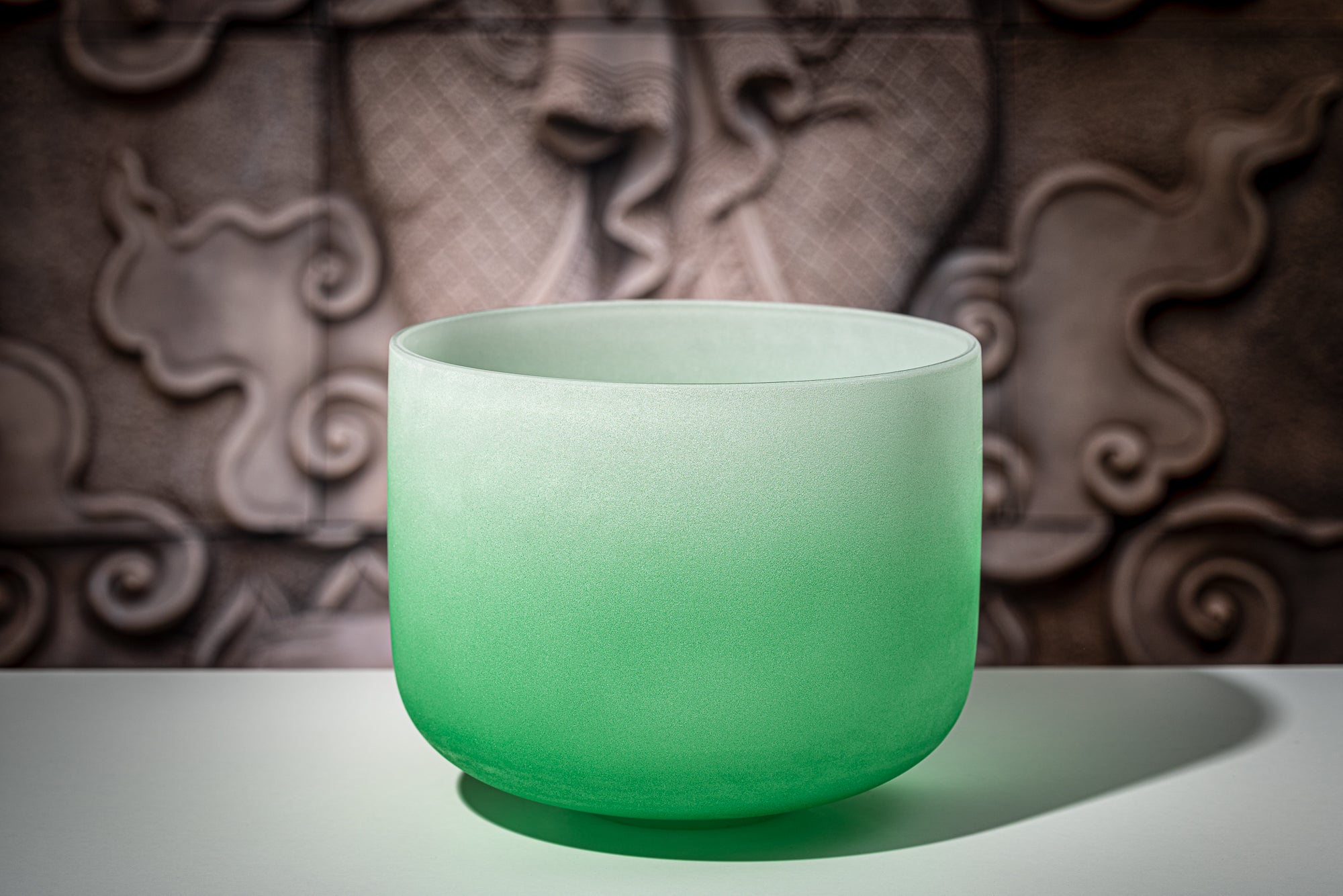 11" Color-Frosted Crystal Singing Bowl, Green, Note F4, Heart Chakra | | Wiccan Center