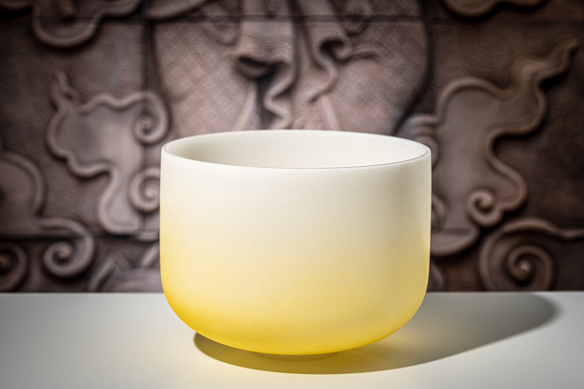 12" Color-Frosted Crystal Singing Bowl, Yellow, Note E4, Solar Plexus Chakra | | Wiccan Center