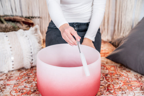 14" Color-Frosted Crystal Singing Bowl, Red, Note C4, Root Chakra | | Wiccan Center