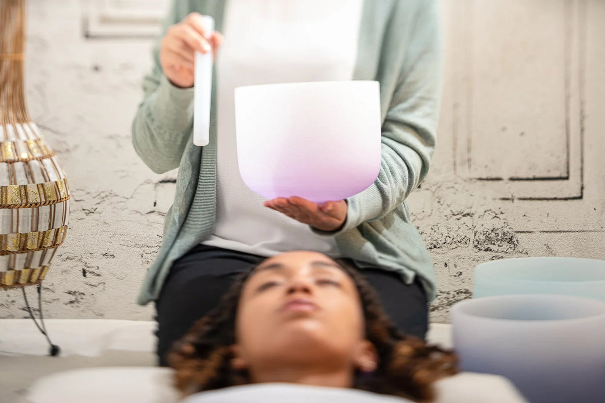 8" Color-Frosted Crystal Singing Bowl, Purple, Note B4, Crown Chakra | | Wiccan Center