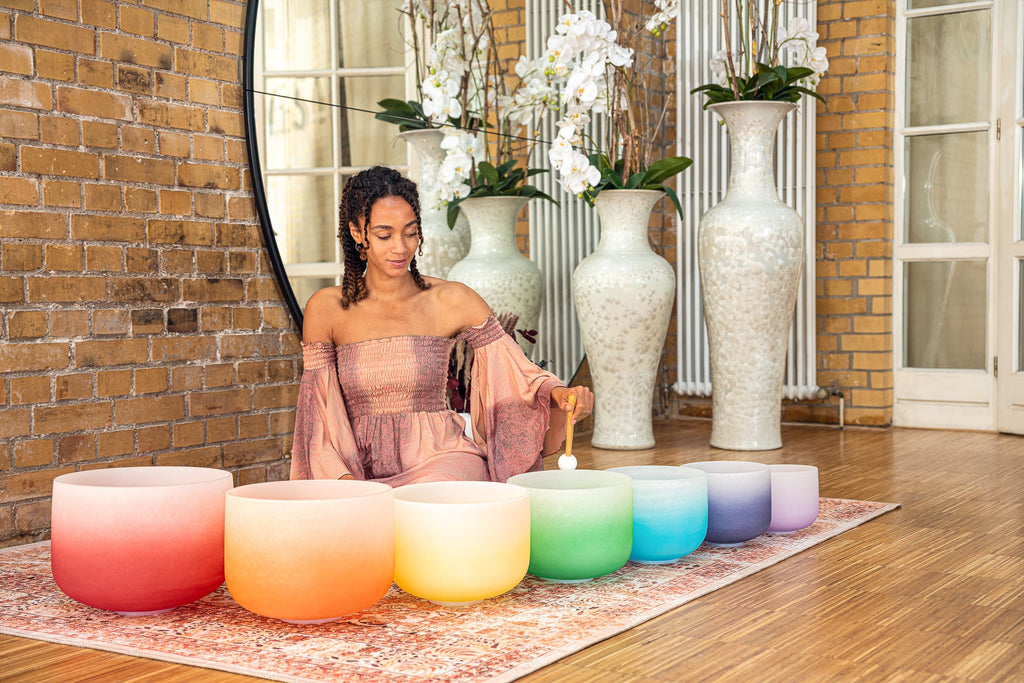 7-piece Crystal Singing Bowl Chakra Set, Color-Frosted | | Wiccan Center
