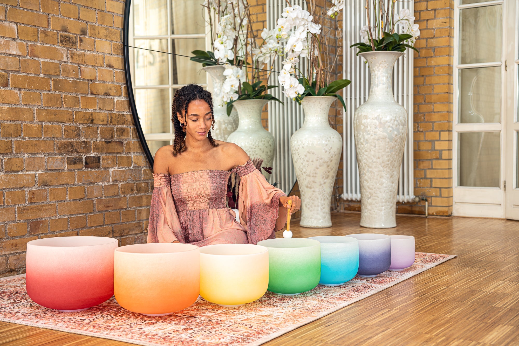 7-piece Crystal Singing Bowl Chakra Set, Color-Frosted | | Wiccan Center