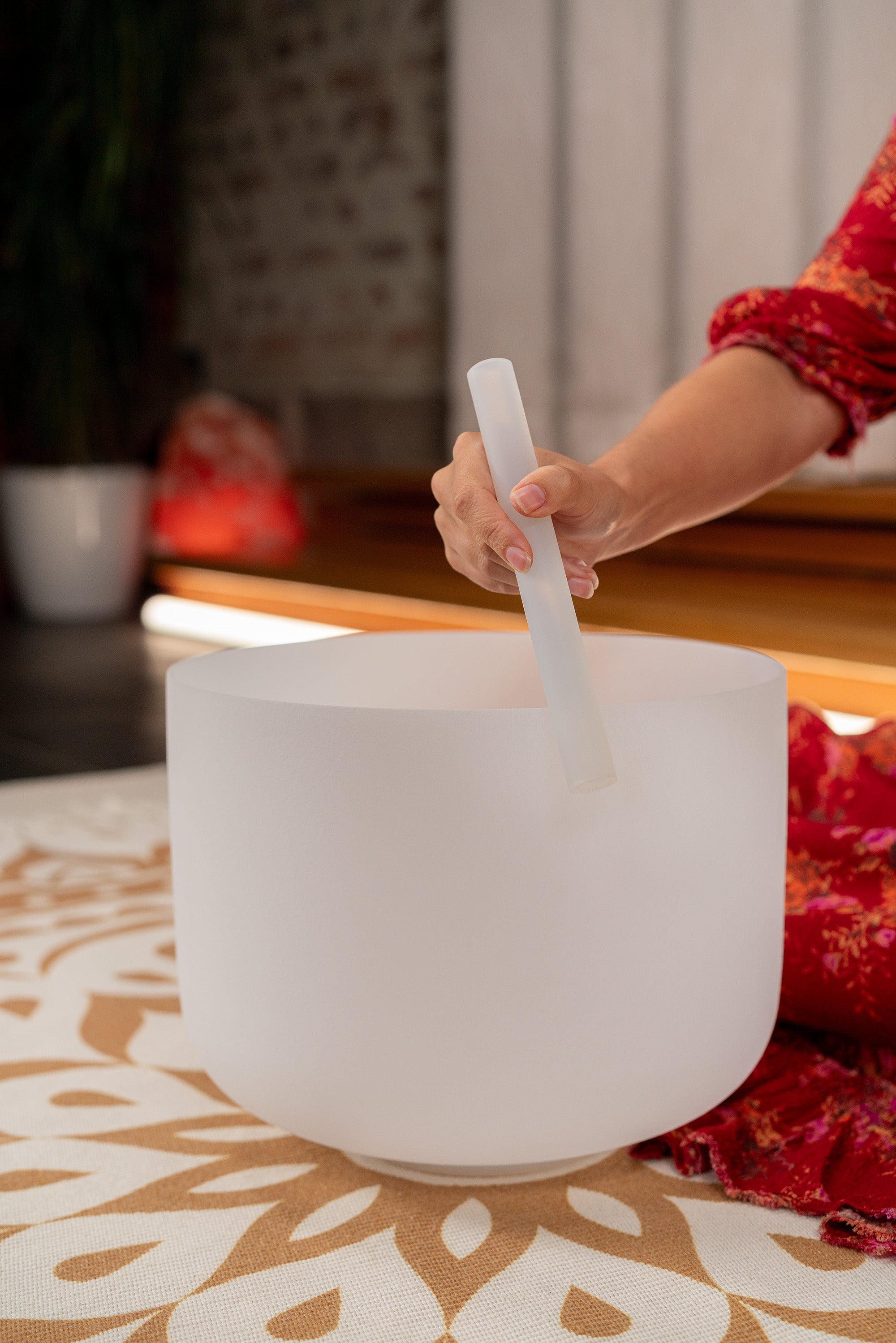 12" White-Frosted Crystal Singing Bowl, Note C4, Root Chakra | | Wiccan Center