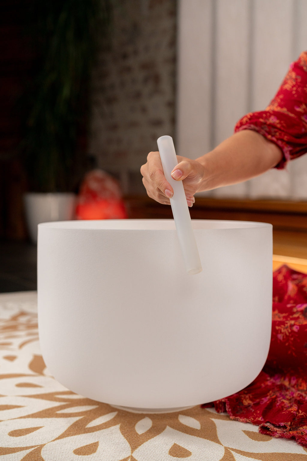 14" White-Frosted Crystal Singing Bowl, Note E3, Solar Plexus Chakra | | Wiccan Center