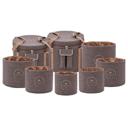 6-Piece Crystal Singing Bowl Travel Bag Set, Brown | | Wiccan Center