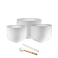 3-Piece White-Frosted Crystal Singing Bowl Set, A4/F4/C4, 432 Hz | | Wiccan Center