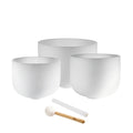 3-Piece White-Frosted Crystal Singing Bowl Set, A4/F4/D4, 432 Hz | | Wiccan Center