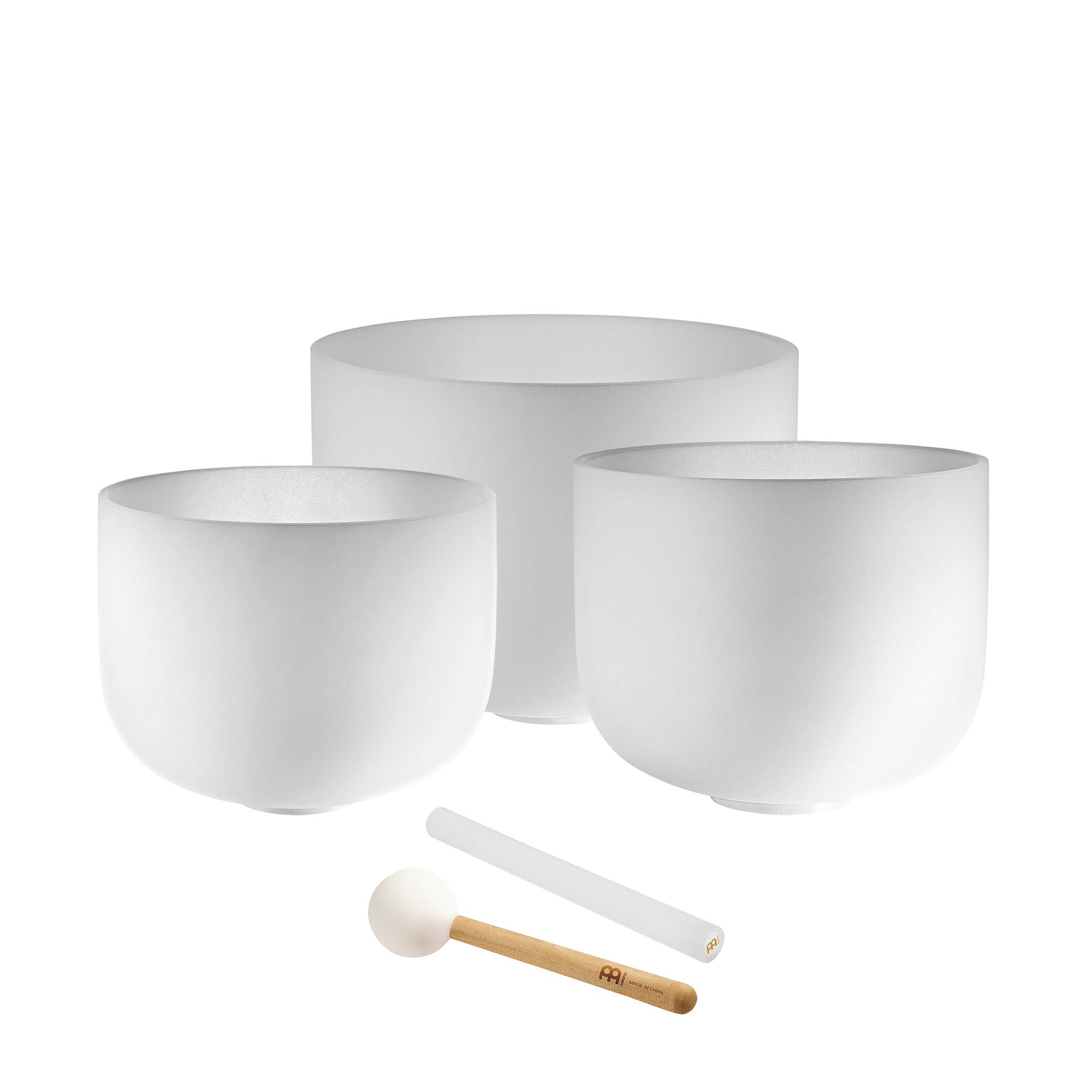 3-Piece White-Frosted Crystal Singing Bowl Set, A4/F4/D4, 432 Hz | | Wiccan Center