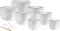 7-Piece White-Frosted Crystal Singing Bowl Chakra Set | | Wiccan Center