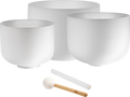 3-Piece White-Frosted Crystal Singing Bowl Set, G4/E4/C4, 432 Hz | | Wiccan Center