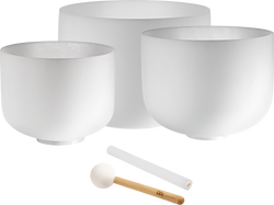 3-Piece White-Frosted Crystal Singing Bowl Set, G4/E4/C4, 432 Hz | | Wiccan Center