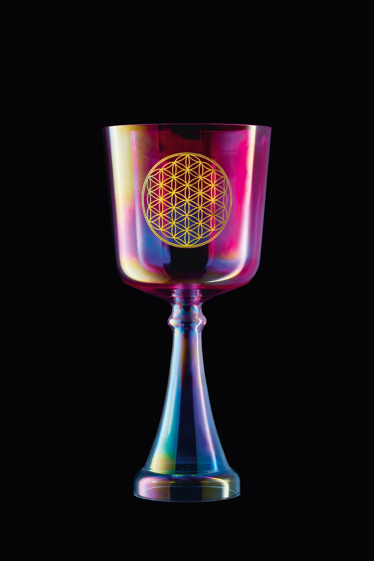 6" Crystal Singing Chalice, F4, Pink, Heart Chakra, Flower of Life | | Wiccan Center