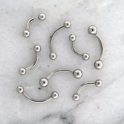 Steel 14G Internally Threaded Curved Barbell | Internally Threaded Navel Rings | Wiccan Center