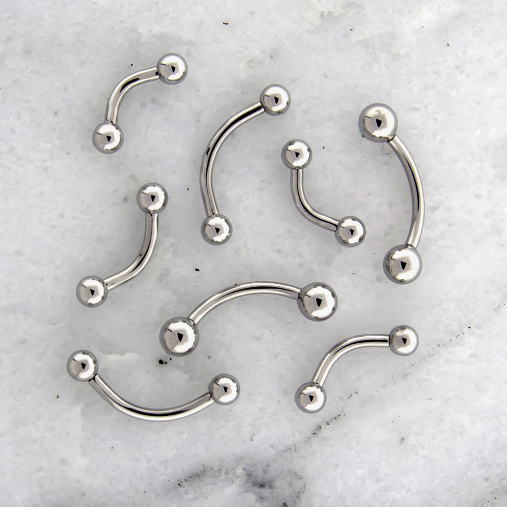 Steel 14G Internally Threaded Curved Barbell | Internally Threaded Navel Rings | Wiccan Center