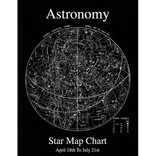 Astronomy Star Map Chart April 18th To July 21st - Paperback | Books | Wiccan Center