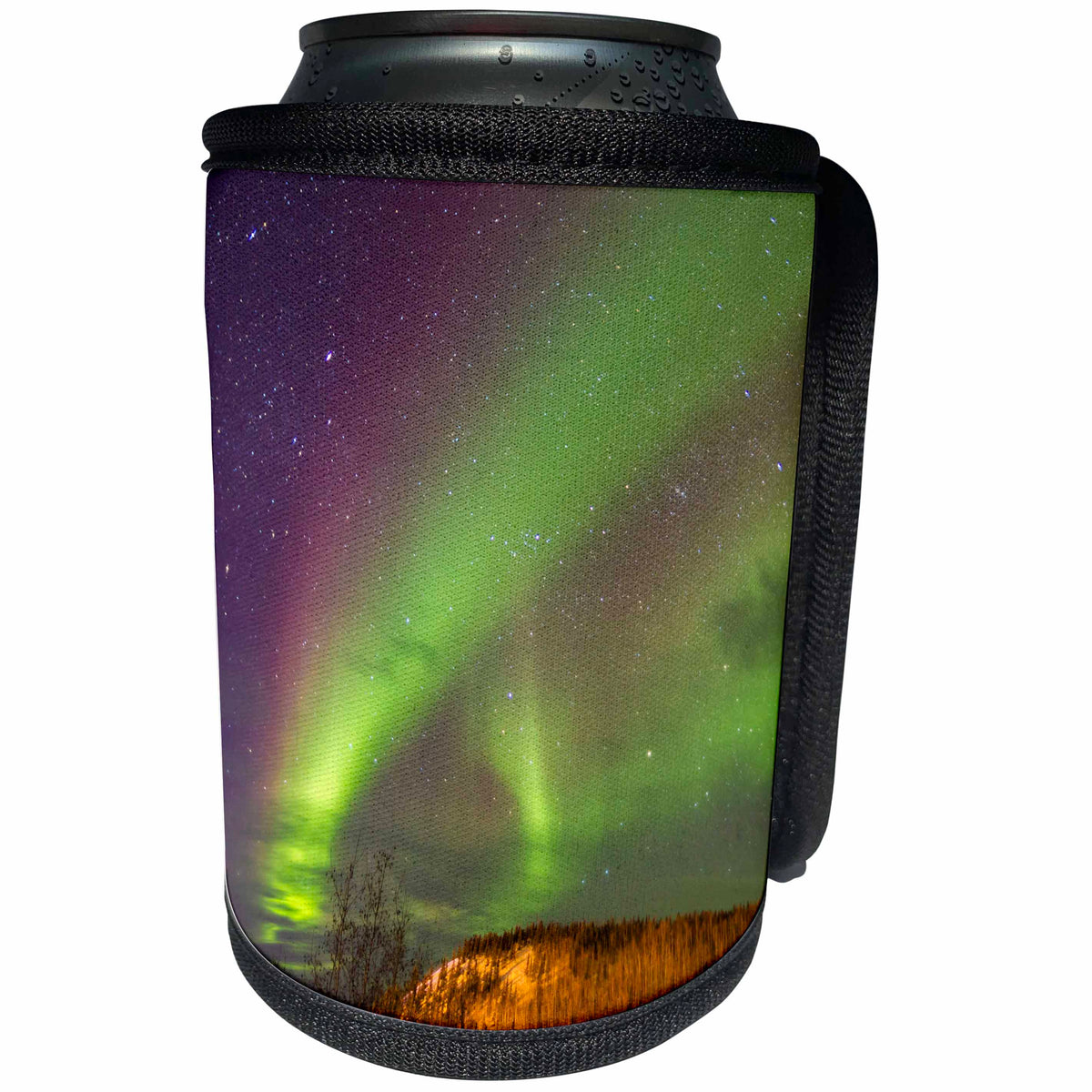 3dRose USA, Alaska, Fairbanks. Aurora borealis over mountain... - Can Cooler Bottle Wrap (cc_345808)