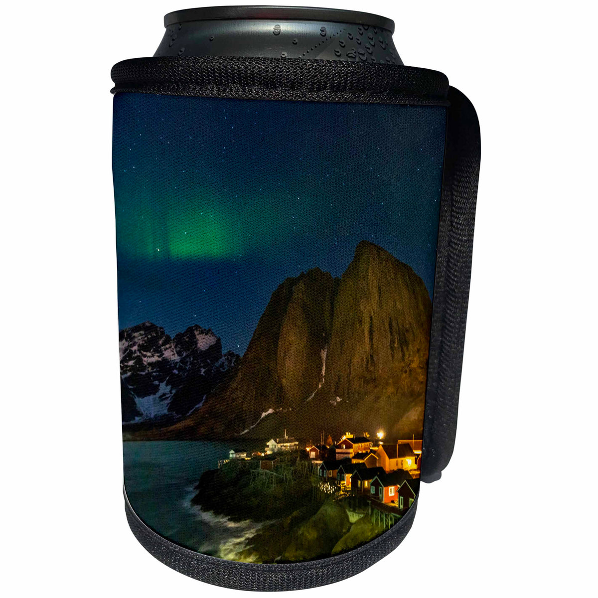 3dRose Norway, Lofoten Islands. Aurora Borealis above Hamnoy... - Can Cooler Bottle Wrap (cc-380445) | Can Cooler Bottle Wrap | Wiccan Center