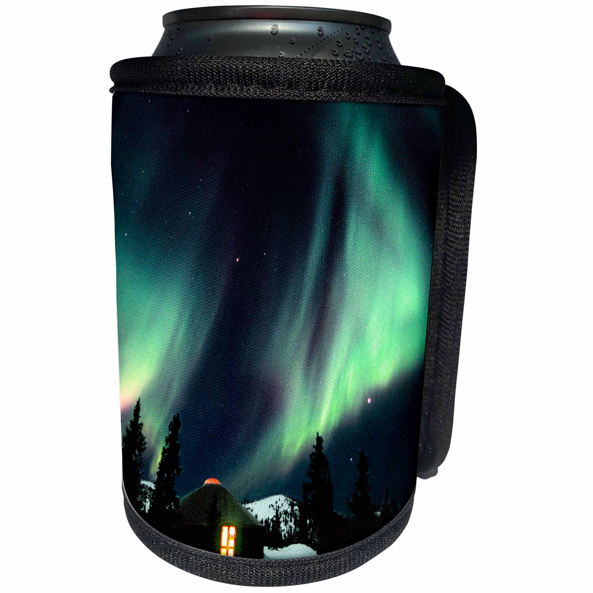 3dRose Danita Delimont - Northern Lights - Alaska, Hot Springs. Aurora Borealis, Northern Lights - US02 FZU0003 - Frank Zurey - Can Cooler Bottle Wrap (cc_87460)