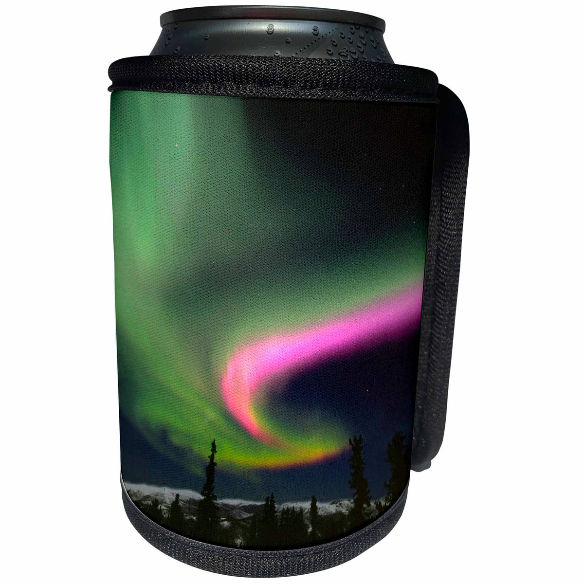 3dRose Danita Delimont - Northern Lights - Alaska, Hot Springs. Aurora Borealis, Northern Lights - US02 FZU0004 - Frank Zurey - Can Cooler Bottle Wrap (cc_87461)