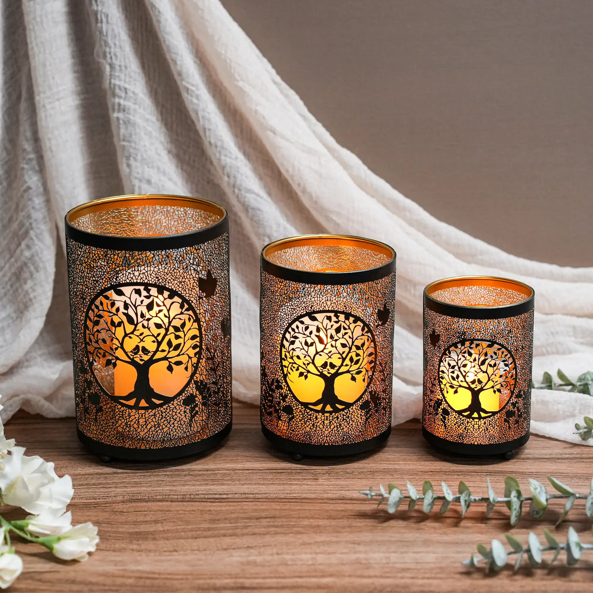 7" H Etched Metal Candle Holder Christmas Decorations Lantern | Candle Holder | Wiccan Center