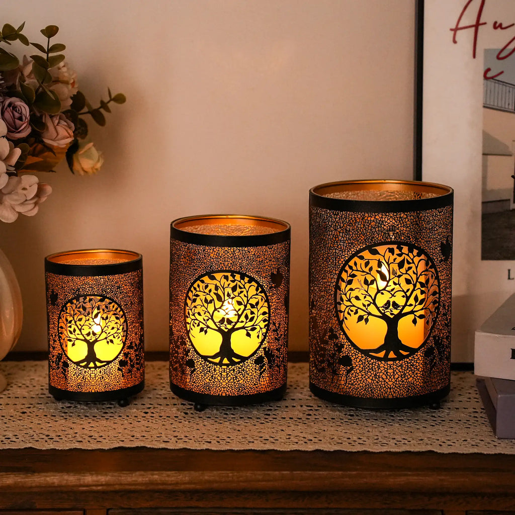 7" H Etched Metal Candle Holder Christmas Decorations Lantern | Candle Holder | Wiccan Center